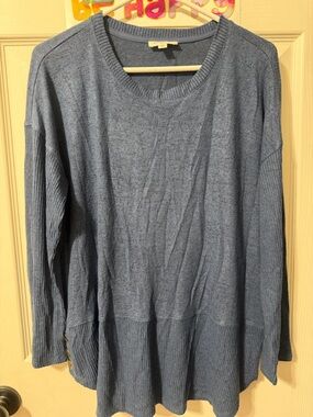 Westbound Blue Long-Sleeve Knit Tunic Sweater